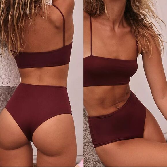 New free people MAI The Mod Bikini Bottoms high waist Pinot - Picture 1 of 6